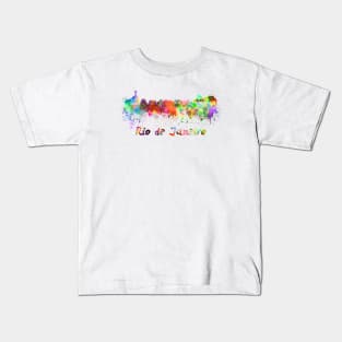 Rio de janeiro skyline in watercolor Kids T-Shirt